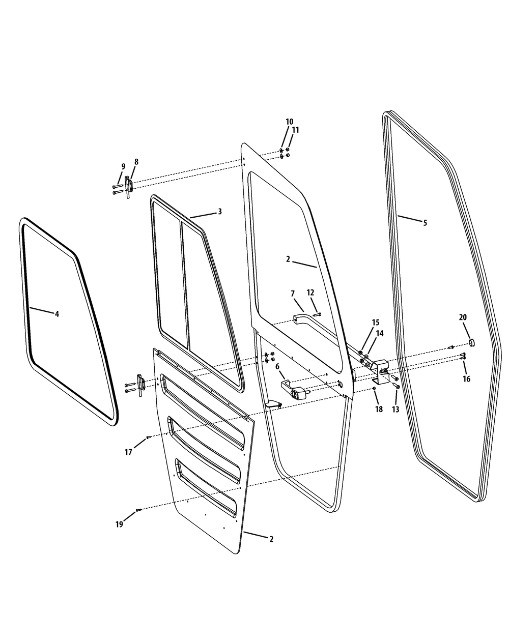 Right Door Assembly Diagram and Parts List for 39A70027100  Cub Cadet Lawn Tractor Accessories